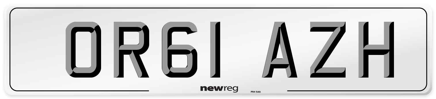 OR61 AZH Number Plate from New Reg
